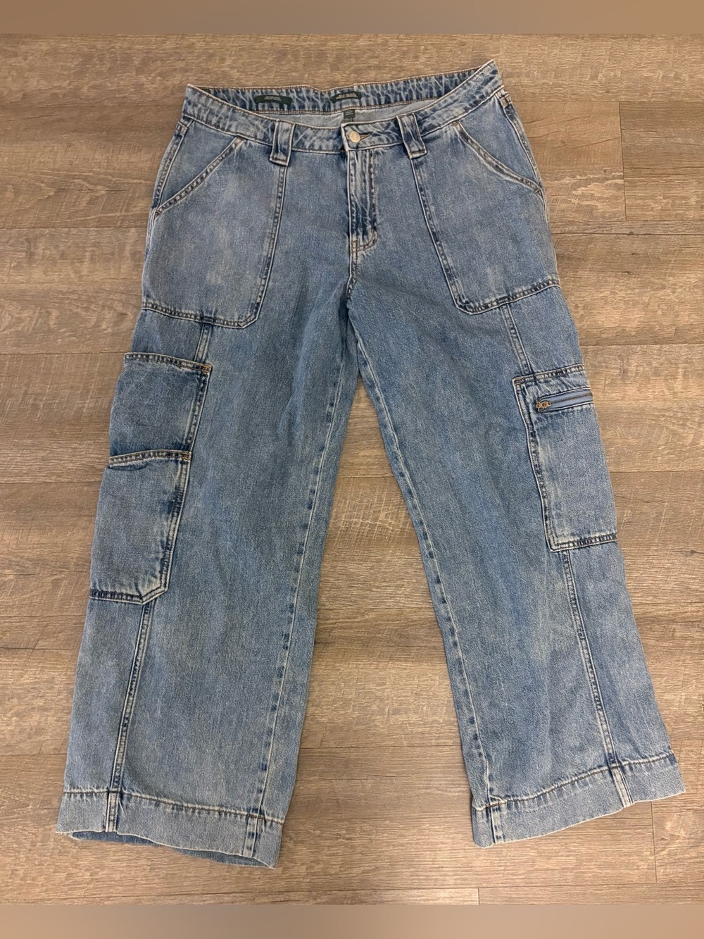 wild fable Light Blue Wide-Leg Cargo Jeans